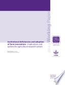 Libro de Institutional Defi Ciencies And Adoption Of Farm Innovations