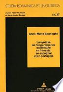 Libro de La Syntaxe De L Appartenance Inaliénable En Français, En Espagnol Et En Portugais