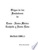 Libro de Origen De Los Fundadores De Texas, Nuevo México, Coahuila Y Nuevo León