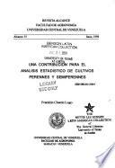 Libro de Una Contribucion Para El Analisis Estadistico De Cultivos Perennes Y Semiperennes