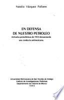 Libro de En Defensa De Nuestro Petróleo