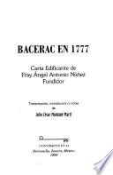 Libro de Bacerac En 1777