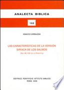 Libro de Las Características De La Versión Siríaca De Los Salmos (sal 90 150 De La Peshitta)
