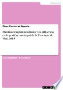 Libro de Planificación Para Resultados Y Su Influencia En La Gestión Municipal De La Provincia De Virú, 2015