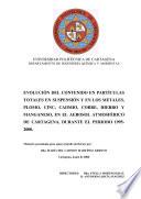 Libro de Evolution Of The Content Of Total Suspended Particulates And Of The Metals, Lead, Zinc, Cadmium, Copper, Iron And Manganese, In The Atmospheric Aerosol From Cartagena, For The Period 1995 2000