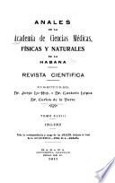 Libro de Anales De La Academia De Ciencias Médicas, Físicas Y Naturales De La Habana