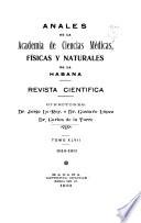 Libro de Anales De La Academia De Ciencias Médicas, Físicas Y Naturales De La Habana
