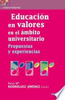 Libro de Educación En Valores En El ámbito Universitario
