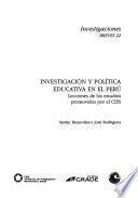 Libro de Investigación Y Política Educativa En El Perú